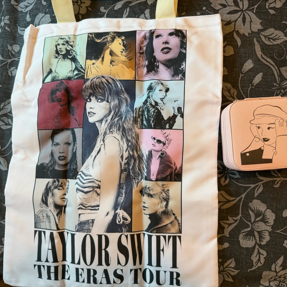 Taylor Swift White Canvas Tote Bag and bonus item